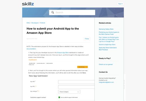 
                            10. How to submit your Android App to the Amazon App Store – Skillz