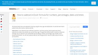 
                            9. How to subtract in Excel: cells, columns, percentages, dates and times