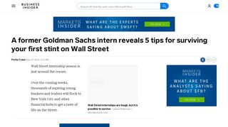 
                            13. How to survive a Goldman Sachs summer internship - Business ...