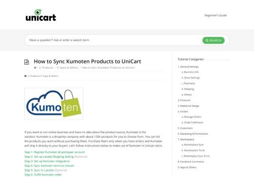 
                            8. How to Sync Kumoten Products to UniCart – UniCart Support Center