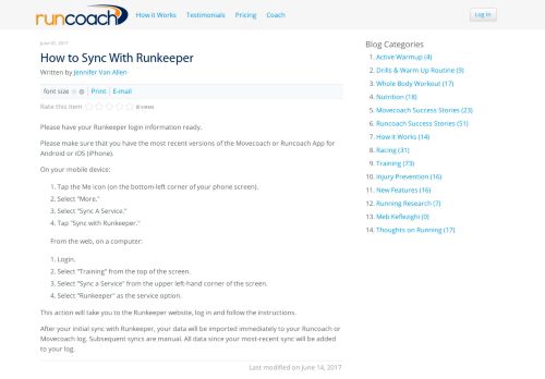 
                            13. How to Sync With Runkeeper - Runcoach