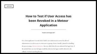 
                            5. How to Test if User Access has been Revoked in a Meteor Application ...