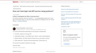 
                            2. How to test login rest API service using postman - Quora