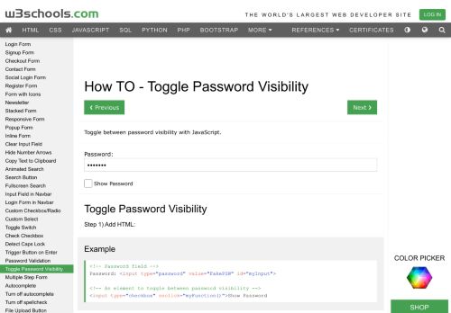 
                            4. How To Toggle Password Visibility - W3Schools