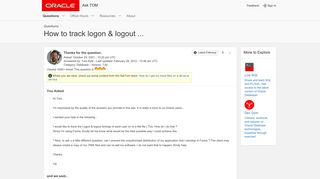 
                            2. How to track logon & logout - Ask Tom - Oracle