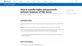 
                            1. How to transfer logins and passwords between instances of SQL ...