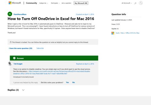 
                            12. How to Turn Off OneDrive in Excel for Mac 2016 - Microsoft Community