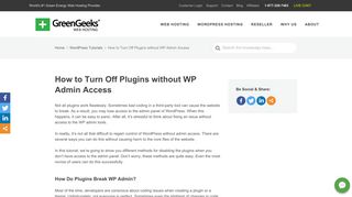
                            5. How to Turn Off Plugins without WP Admin Access - GreenGeeks