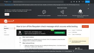 
                            2. How to turn off the filesystem check message which ... - Ask Ubuntu