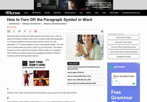 
                            9. How to Turn Off the Paragraph Symbol in Word | Chron.com