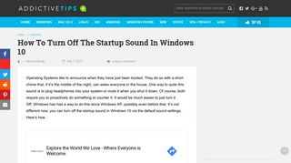 
                            3. How To Turn Off The Startup Sound In Windows 10 - AddictiveTips