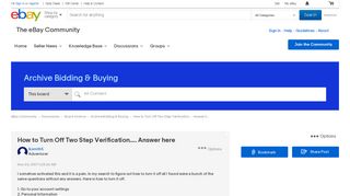 
                            3. How to Turn Off Two Step Verification.... Answer h... - The eBay ...