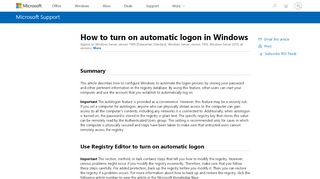 
                            3. How to turn on automatic logon in Windows - Microsoft Support