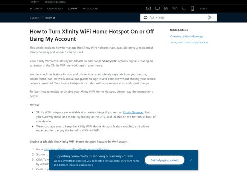 
                            13. How to Turn Xfinity WiFi Home Hotspot On or Off - My Account Help