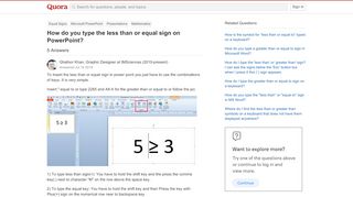 
                            6. How to type the less than or equal sign on PowerPoint - Quora