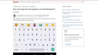 
                            8. How to type the root symbol in an Android phone - Quora