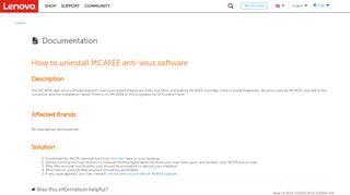 
                            6. How to uninstall MCAFEE anti-virus software - US - Lenovo Support