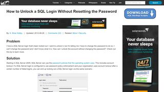 
                            1. How to Unlock a SQL Login Without Resetting the Password