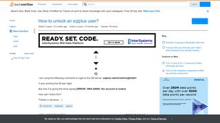 
                            12. How to unlock an sqlplus user? - Stack Overflow