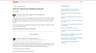 
                            6. How to unlock my Facebook account - Quora