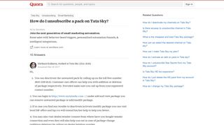 
                            9. How to unsubscribe a pack on Tata Sky - Quora