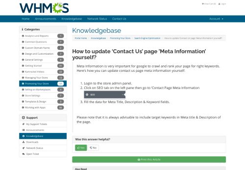 
                            6. How to update 'Contact Us' page 'Meta Information ... - KartRocket