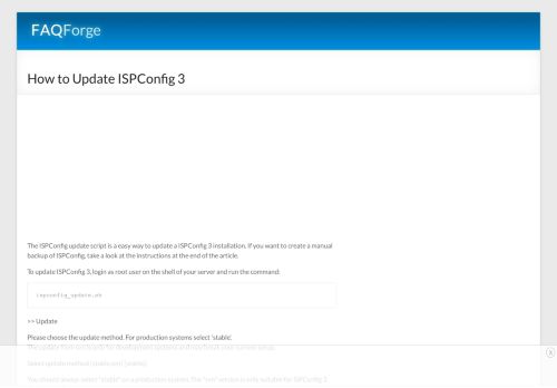 
                            3. How to Update ISPConfig 3 - FAQforge