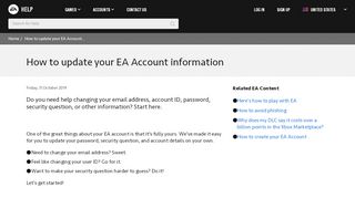 
                            6. How to update your EA Account information - EA Help - Electronic Arts