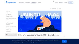 
                            5. How To Upgrade to Ubuntu 18.04 Bionic Beaver | DigitalOcean