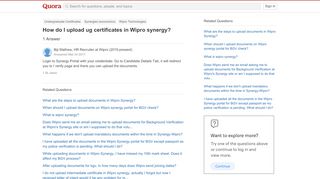 
                            11. How to upload ug certificates in Wipro synergy - Quora