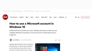 
                            1. How to use a Microsoft account in Windows 10 - CNET