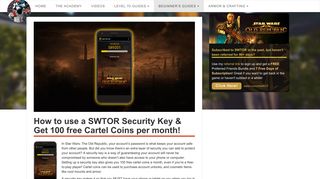 
                            10. How to use a SWTOR Security Key & Get 100 free Cartel Coins per ...