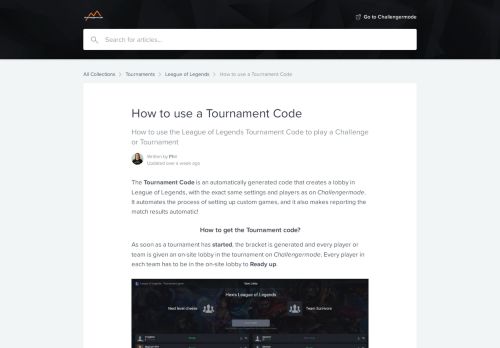 
                            10. How to use a Tournament Code | Challengermode Support