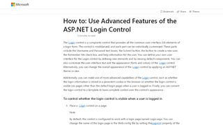 
                            3. How to: Use Advanced Features of the ASP.NET Login Control