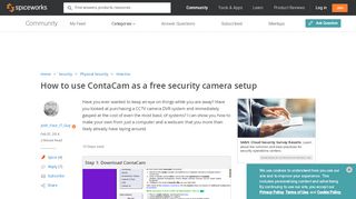 
                            6. How to use ContaCam as a free security camera setup - Spiceworks