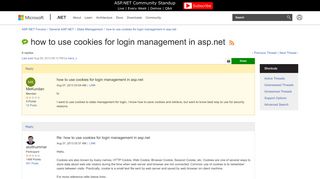 
                            3. how to use cookies for login management in asp.net | The ASP.NET ...