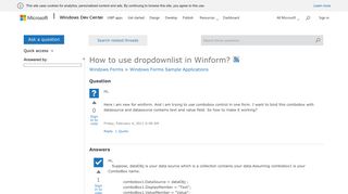 
                            2. How to use dropdownlist in Winform? - MSDN - Microsoft