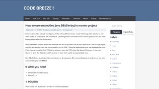 
                            7. How to use embedded Java DB (Derby) in maven project - Code Breeze