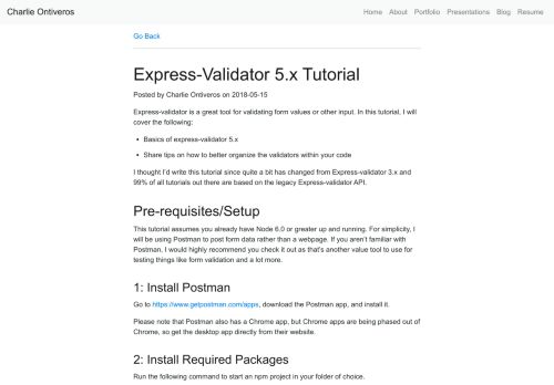 
                            5. How to use Express-Validator 5.x - Charlie The Programmer