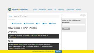 
                            3. How to use FTP in Python - Pythonforbeginners.com