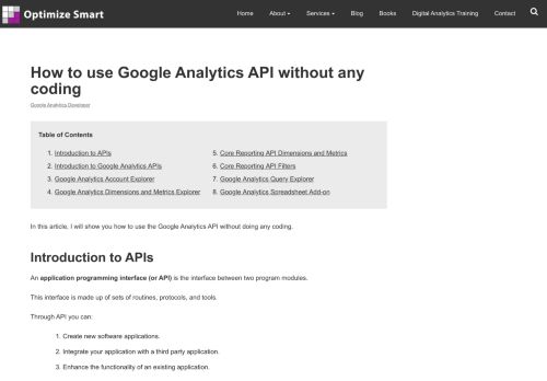 
                            10. How to use Google Analytics API without any coding - Optimize Smart