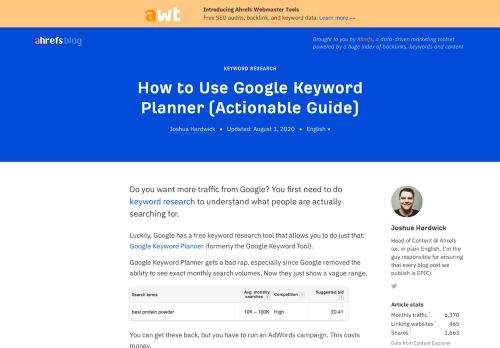 
                            13. How to Use Google Keyword Planner (Actionable Guide) - Ahrefs