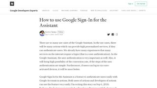 
                            9. How to use Google Sign-In for the Assistant – Google ...