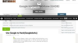 
                            3. How to Use Google to Hack(Googledorks) « Null Byte :: WonderHowTo