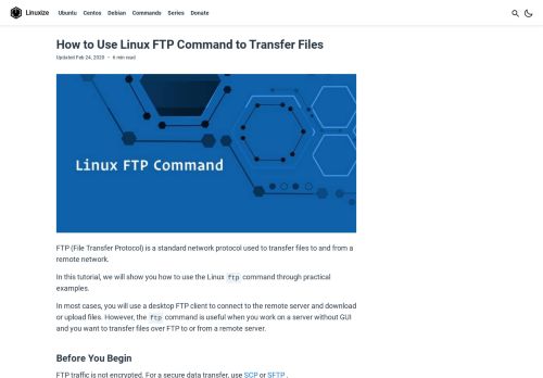 
                            12. How to Use Linux FTP Command to Transfer Files | Linuxize