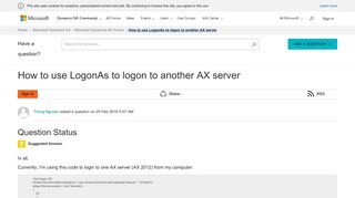 
                            4. How to use LogonAs to logon to another AX server - Microsoft ...