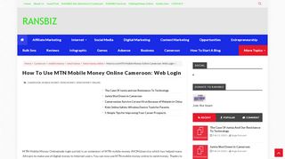 
                            12. How to use MTN Mobile Money Online Cameroon: Web Login ...