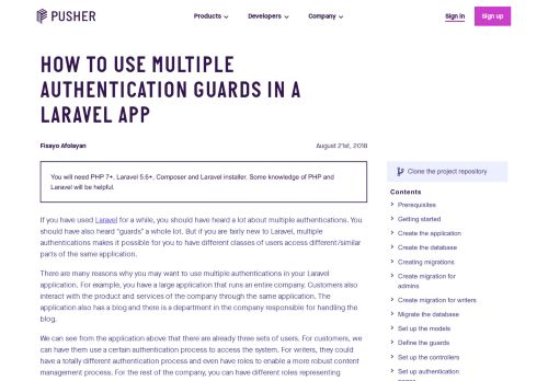 
                            11. How to use multiple authentication guards in a Laravel app - Pusher