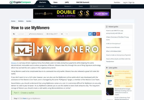 
                            4. How to use MyMonero | CryptoCompare.com