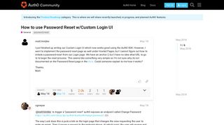 
                            4. How to use Password Reset w/Custom Login UI - Auth0 Community